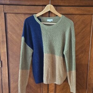 Mine Colorblock Sweater - Navy, Olive, and Tan